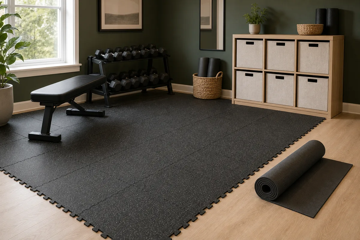 Styled exercise mats and flooring selection