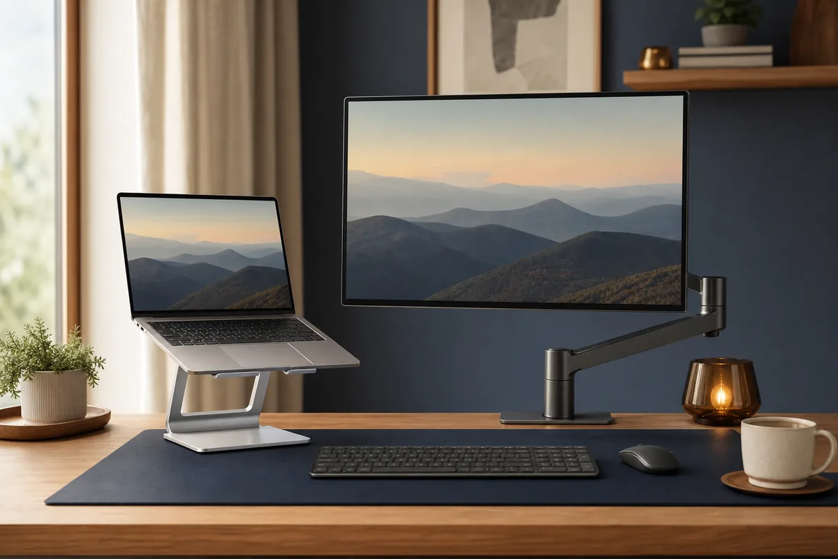 Styled laptop and monitor support selection